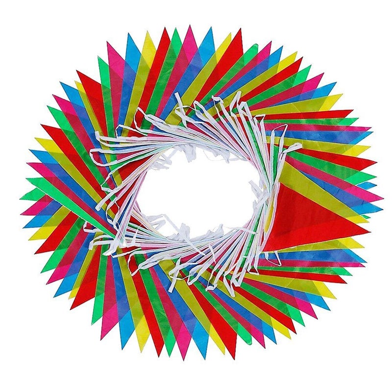VOVRU 1000ft Multicolor Pennant Banners String Bunting Flag Banner,Nylon Fabric Decorations Flags for Festival Party Celebration Eventsyard Picnics - 600pcs Nylon Fabric Decorations Flags - Image 4